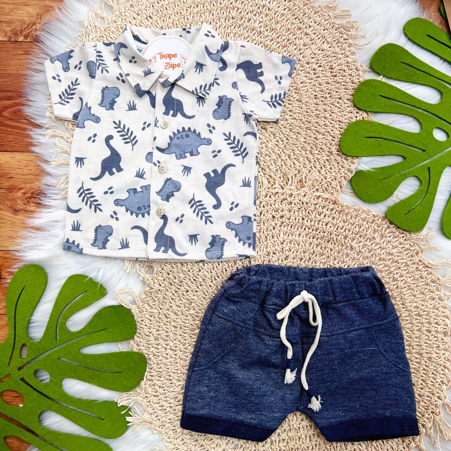 Conj. Camisa Dinosaurs e Bermuda - Marinho